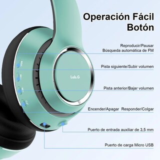 Foto 3 | Auriculares Inalámbricos Bluetooth Diadema Plegable De Diadema Lab.g Verde