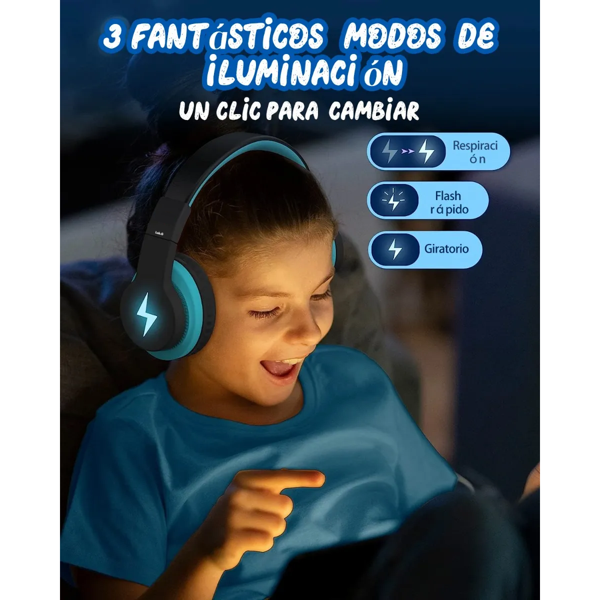 Foto 3 pulgar | Auriculares De Diadema Bluetooth Inalámbricos Para Niños Lab.g Azul Con Negro