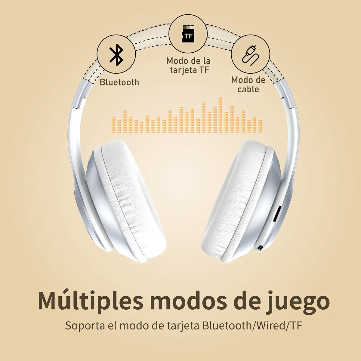Foto 5 pulgar | Audífonos De Diadema Inalámbricos Bluetooth Lab.g Plata