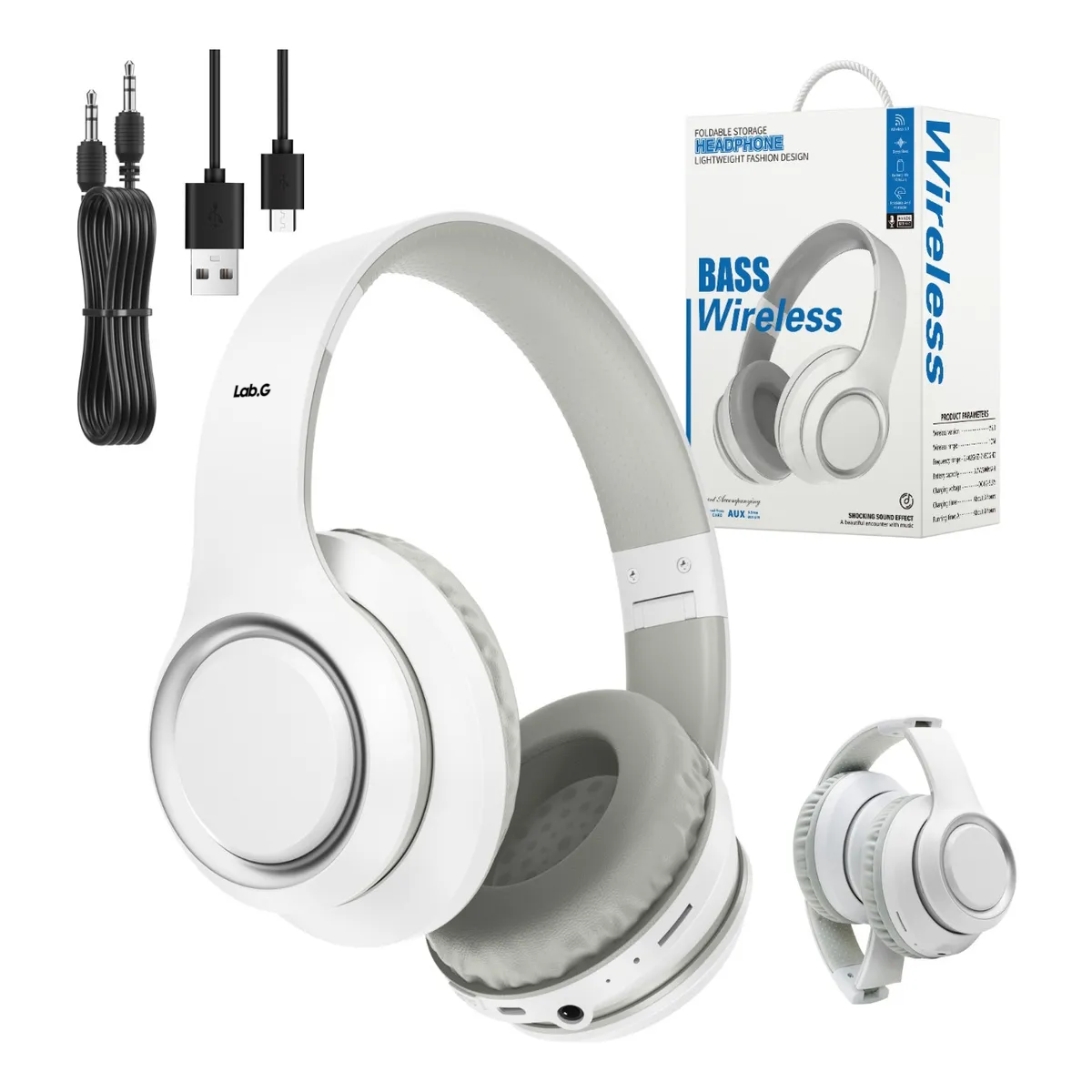 Foto 4 pulgar | Audífonos De Diadema  Inalámbricos Bluetooth Plegable Lab.g Blancos