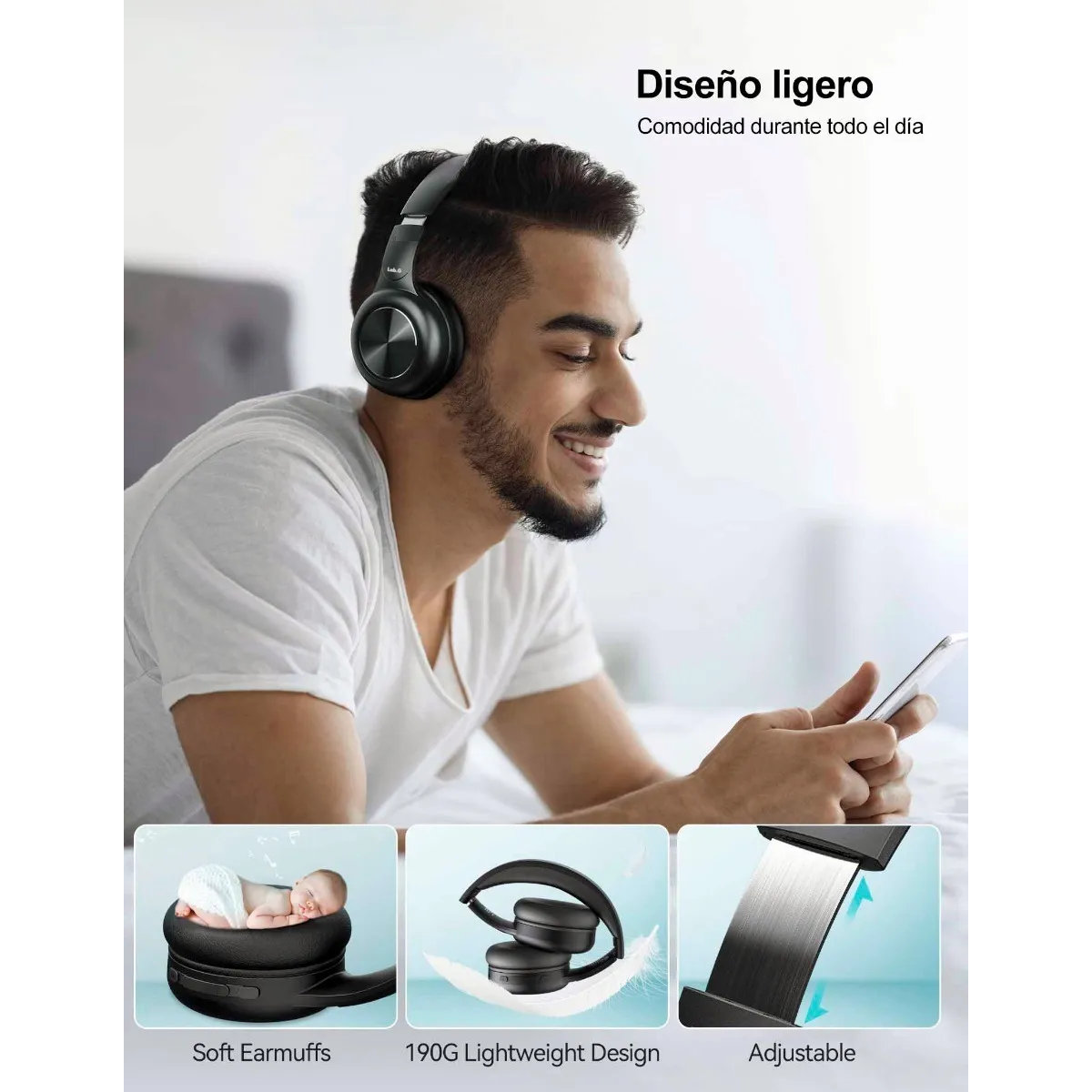 Foto 6 pulgar | Audifonos de Diadema Bluetooth  Negros