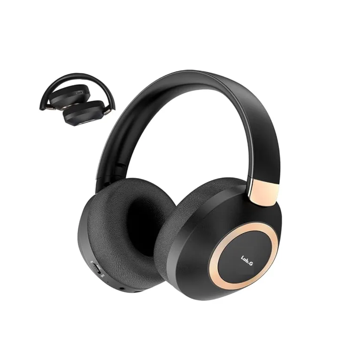 Foto 4 pulgar | Audífonos Inalámbricos Bluetooth Anc Diadema Con Microfono Lab.g Negro Linea Dorada