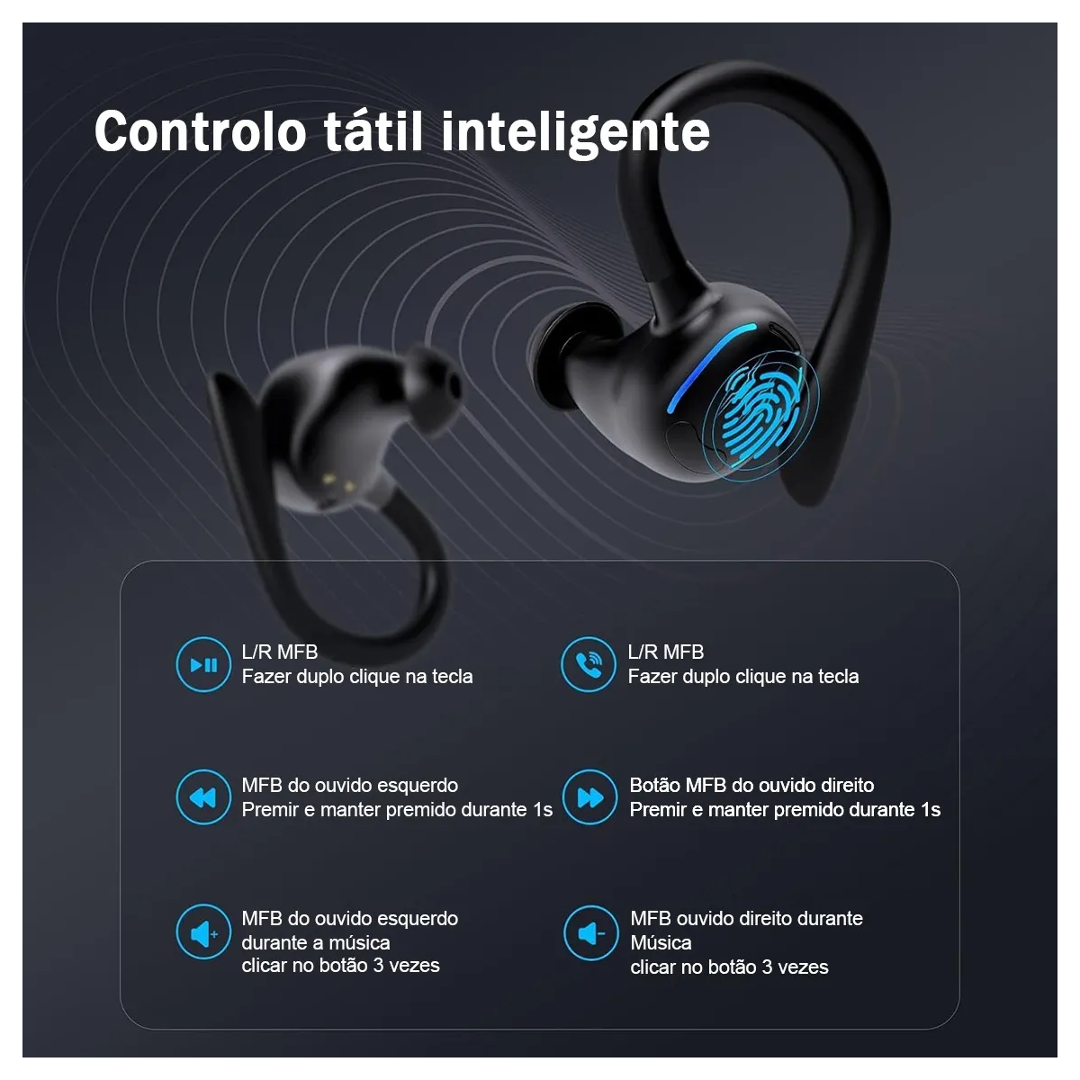 Foto 5 pulgar | Auriculares Bluetooth Impermeables Con Gancho Lab.g Negro