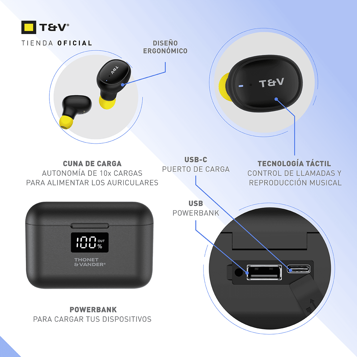 Foto 7 pulgar | Audífonos Bluetooth Bohne Topp In-ear Thonet & Vander Bohne Topp – 5h Batería   Micrófono Mems Y Controles Táctiles