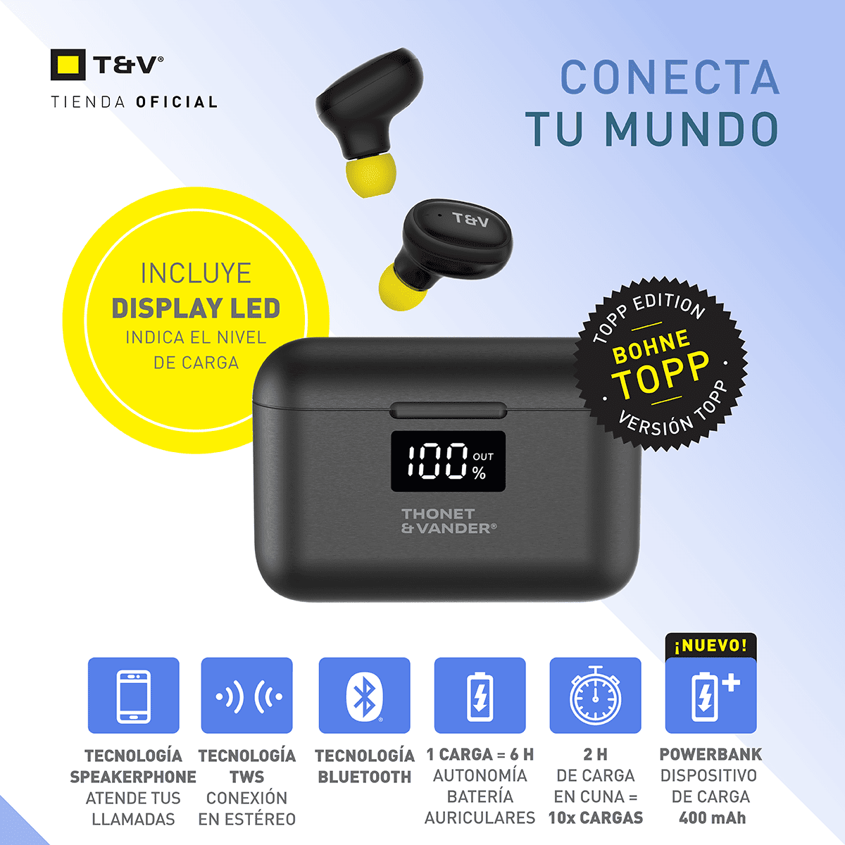 Foto 8 pulgar | Audífonos Bluetooth Bohne Topp In-ear Thonet & Vander Bohne Topp – 5h Batería   Micrófono Mems Y Controles Táctiles