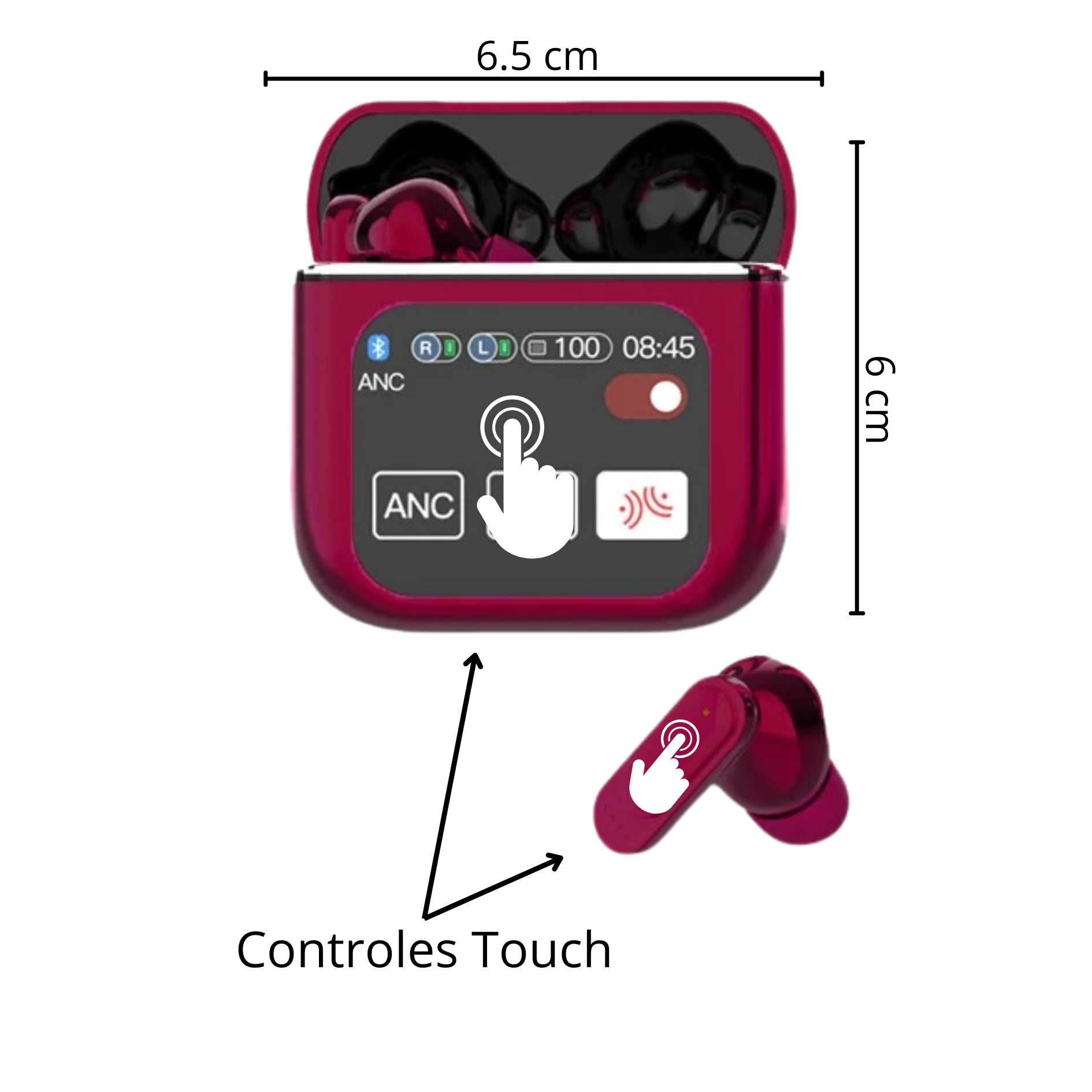 Foto 2 | Audífonos Inalámbricos In Ear Bluetooth Rosa Con Sonido Hd  Micrófono Y Estuche Touch – Cancelación De Ruido