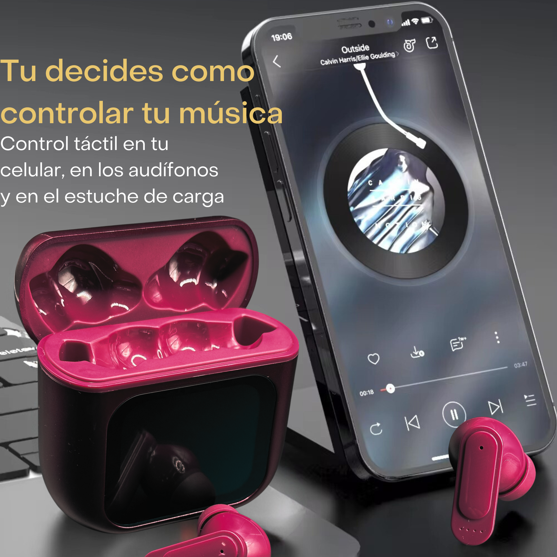 Foto 6 pulgar | Audífonos Inalámbricos In Ear Bluetooth Rosa Con Sonido Hd  Micrófono Y Estuche Touch – Cancelación De Ruido