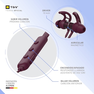Foto 6 | Audífonos Bluetooth In-ear Neckband Thonet & Vander Vr100 – 10h Batería Micrófono Mems Y Controles Integrados