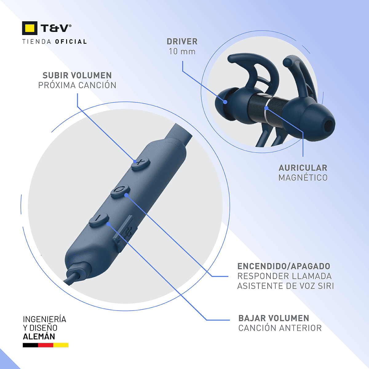 Foto 6 pulgar | Audífonos Bluetooth In-ear Neckband Thonet & Vander Vr100 – 10h Batería  Micrófono Mems Y Controles Integrados