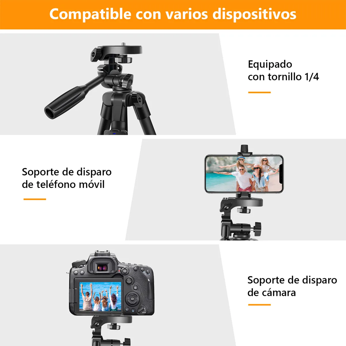 Foto 5 pulgar | Tripie Para Cámara Y Celular Con Control Remoto Negro