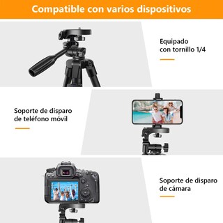 Foto 4 | Tripie Para Cámara Y Celular Con Control Remoto Negro