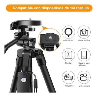 Foto 3 | Tripie Para Cámara Y Celular Con Control Remoto Negro