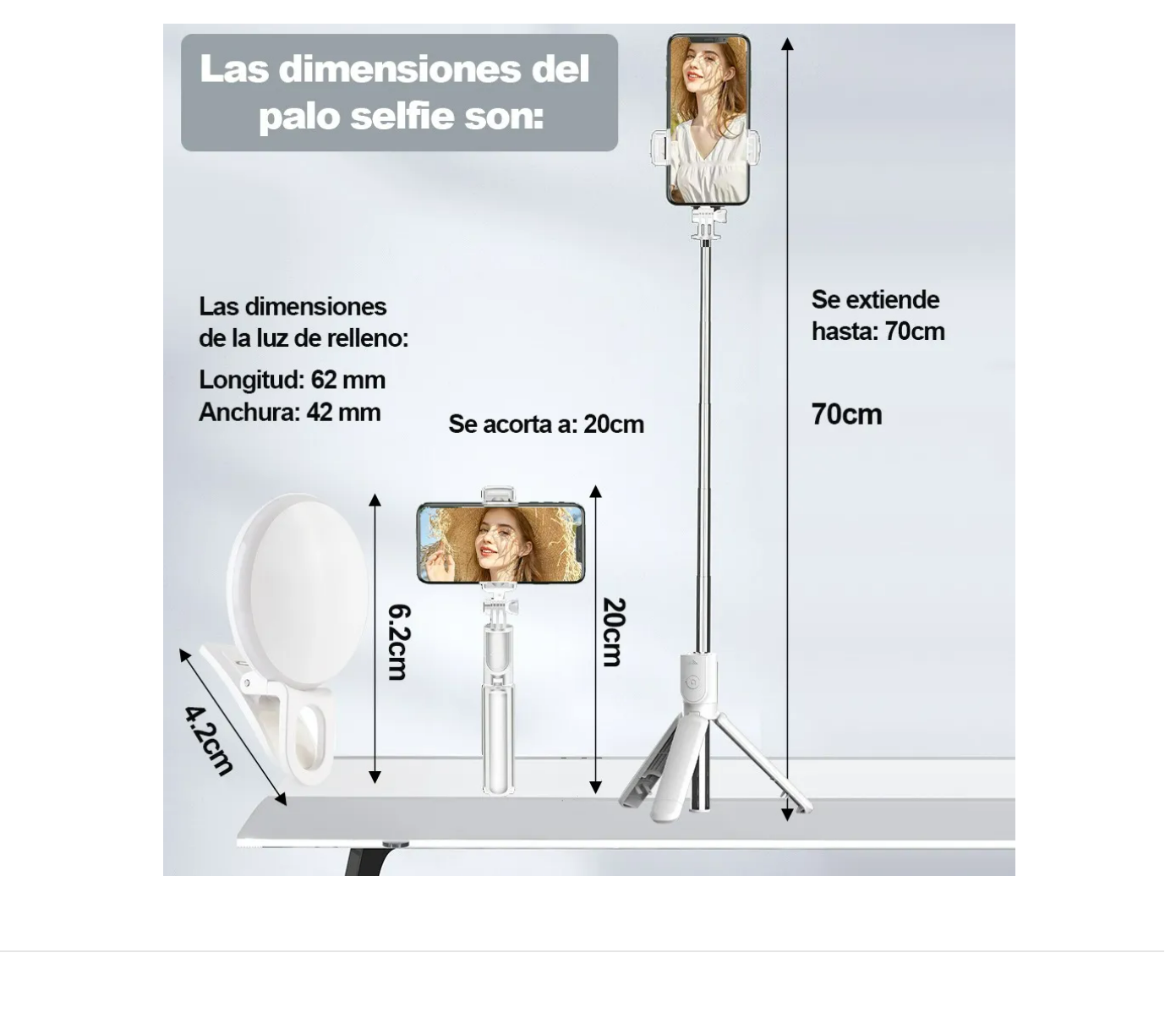 Foto 4 pulgar | Palo Selfie Mando Con Control Remoto Y Trípode Bluetooth Xtellar