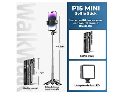 Foto 2 | Selfie Stick Xtellar Trípode Bluetooth Control Remoto Monopié Luz