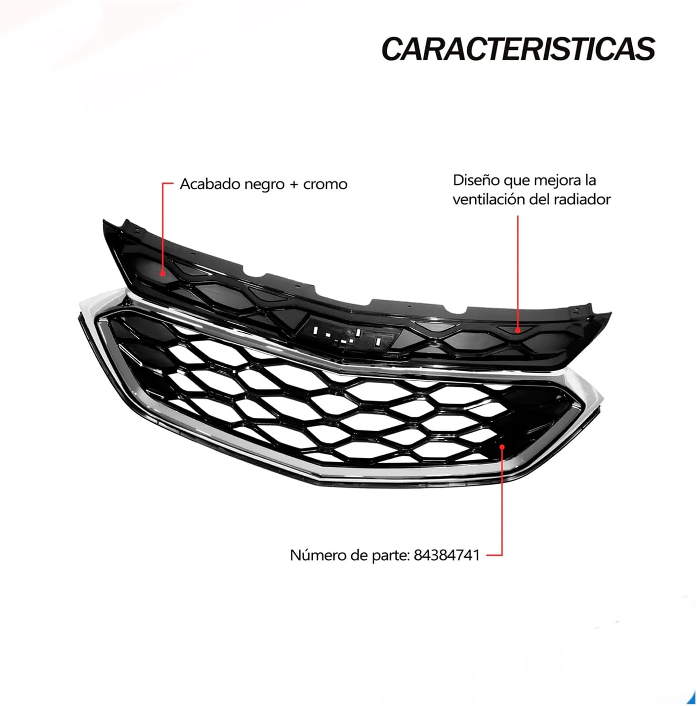 Foto 4 pulgar | Parrilla Sport Rejilla Delantera Negra Repuesto Estético Número De Parte 84384741 Para Camioneta