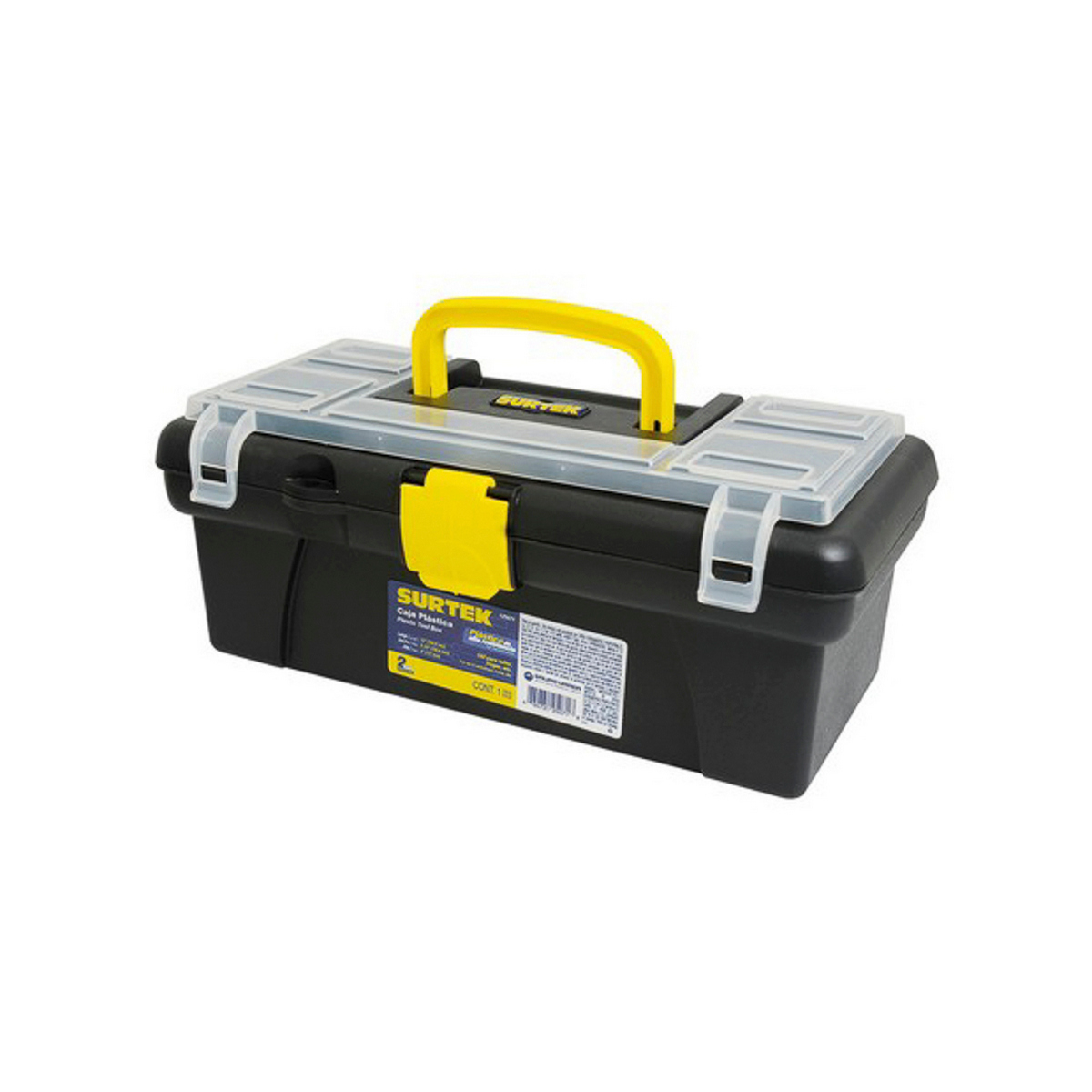 Caja Herramienta Surtek 12”x6.1/4” Plástica color Amarilla Con Organizador