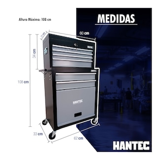 Foto 7 | Caja de Herramientas y Gabinete Móvil Hantec HNTM990G color Gris 9 Cajones