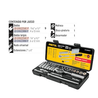 Foto 3 | Juego de Autocle Pretul 22 Pzas Std 1/4