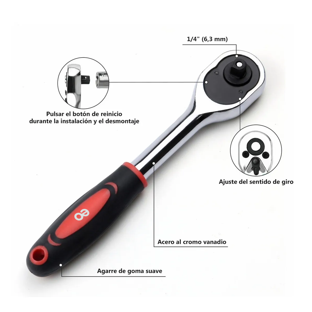 Foto 4 pulgar | Language Kit De Herramientas Mecánica Con Desarmador Y Matraca 53pzs Eo Safe Imports Esi-506-1 Rojo