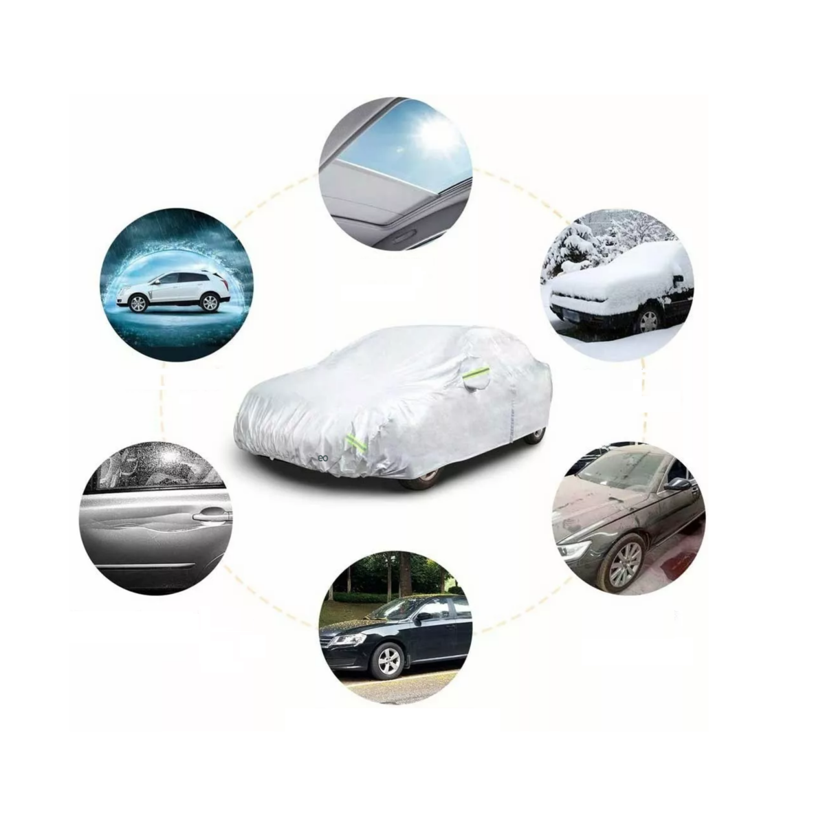 Foto 4 pulgar | Funda Protectora Impermeable Para Sedan Exterior Eo Safe Imports Esi-6025-1 Plata