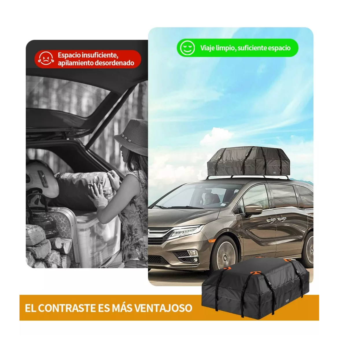Foto 2 | Bolsa Carga Para Techo Coche Resistente Al Agua Eo Safe Imports Esi-11505 Negro