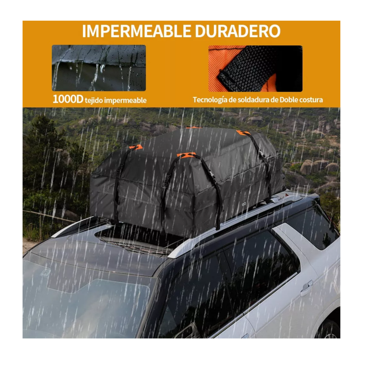Foto 3 | Bolsa Carga Para Techo Coche Resistente Al Agua Eo Safe Imports Esi-11505 Negro