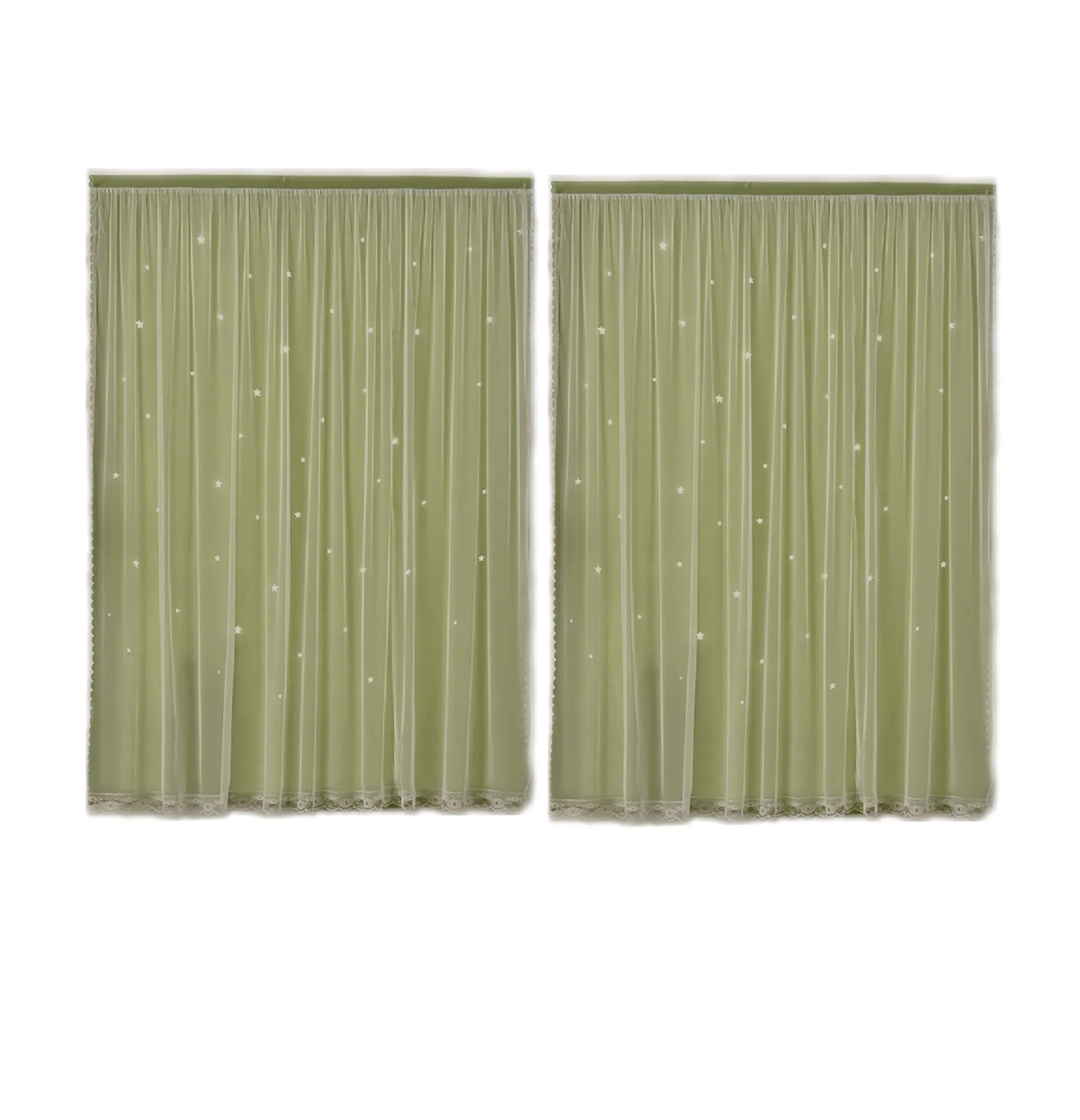 Cortinas Malubero 1.25 x 2.1 m color Verde 2 Piezas