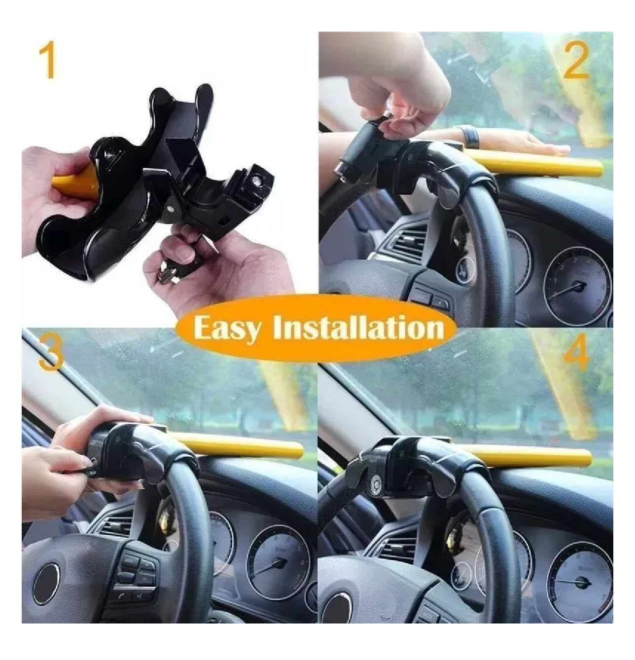 Foto 4 pulgar | Candado De Seguridad Bastón Universal Auto/camioneta Amarillo/negro