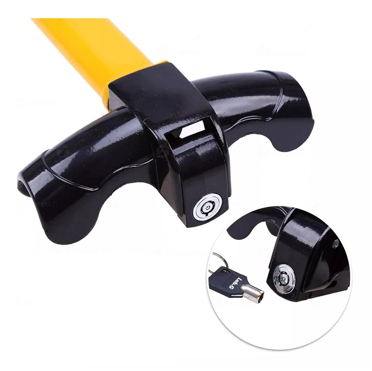Foto 5 pulgar | Candado De Seguridad Bastón Universal Auto/camioneta Amarillo/negro