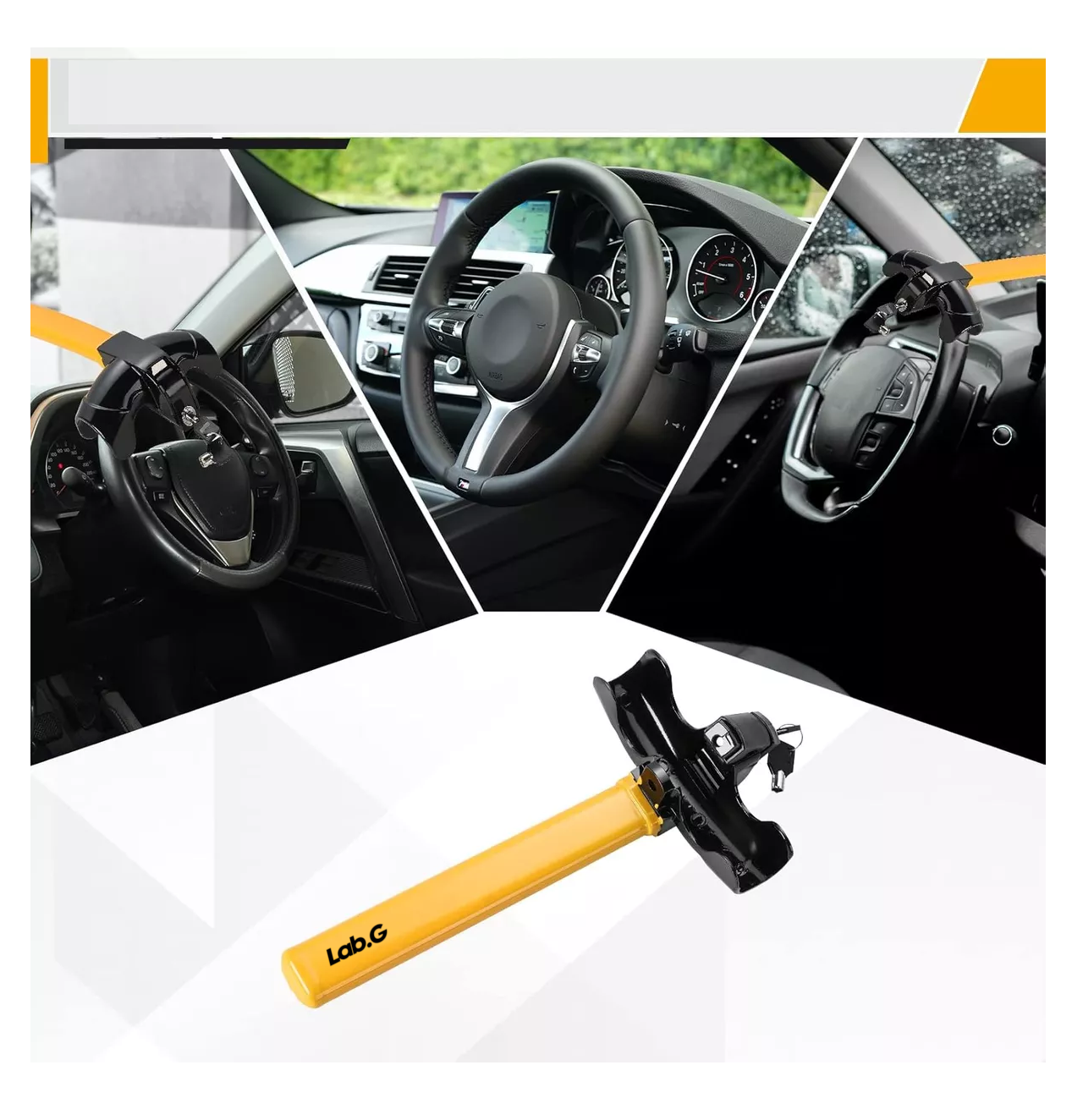 Foto 6 pulgar | Candado De Seguridad Bastón Universal Auto/camioneta Amarillo/negro