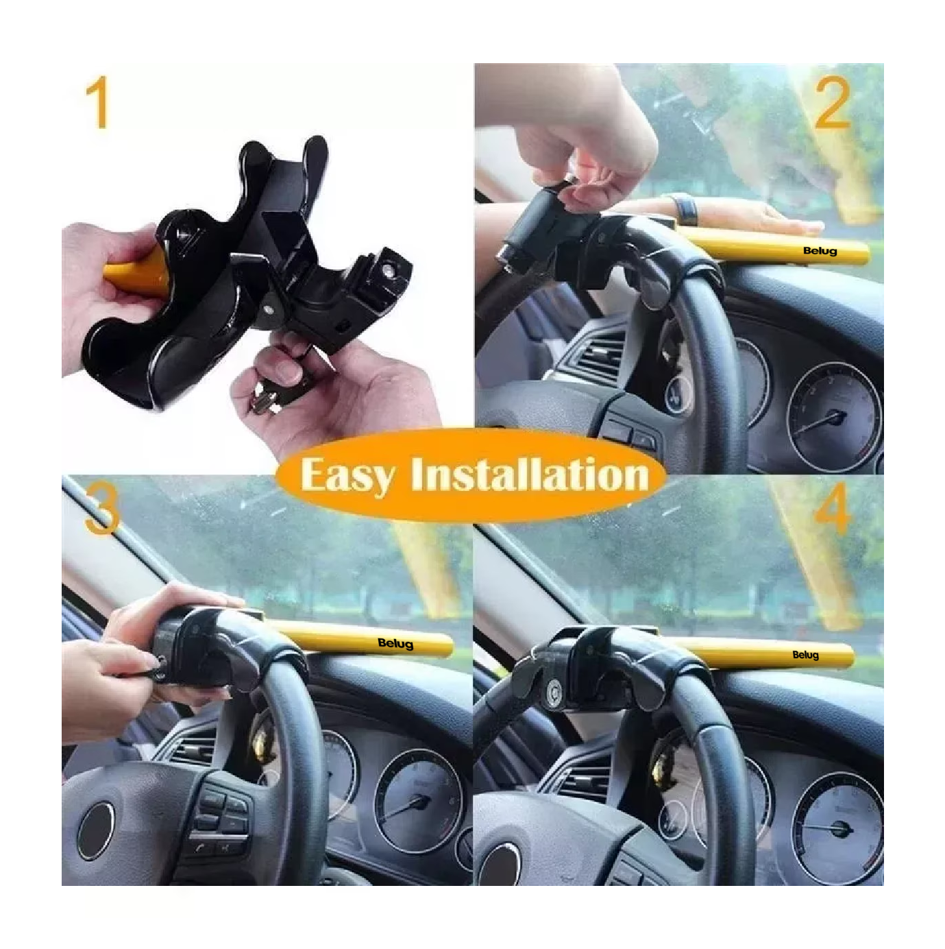 Foto 4 pulgar | Candado De Seguridad Bastón Universal Auto/camioneta, Belug  Amarillo Negro