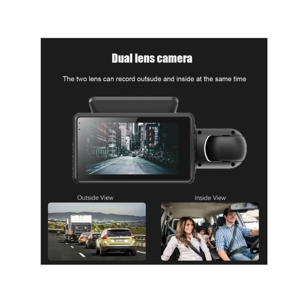 Foto 4 pulgar | Cámara Dash Cam 1080p HD Vídeo Frontal Automóvil Doble Lente