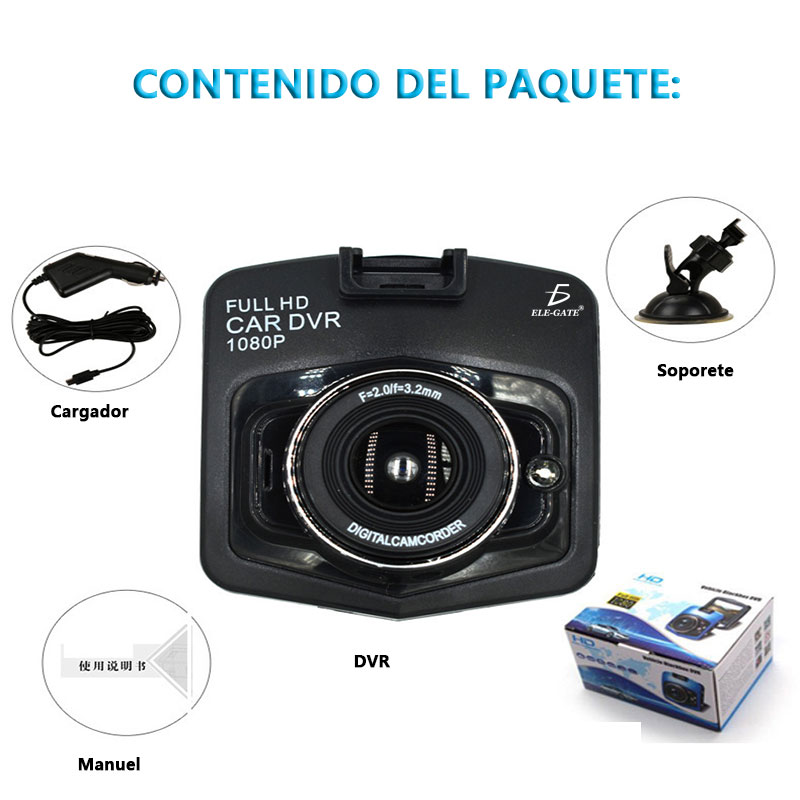 Foto 3 pulgar | Cámara de Seguridad para Auto Carro Ele-gate con Sensor de Movimiento Full HD
