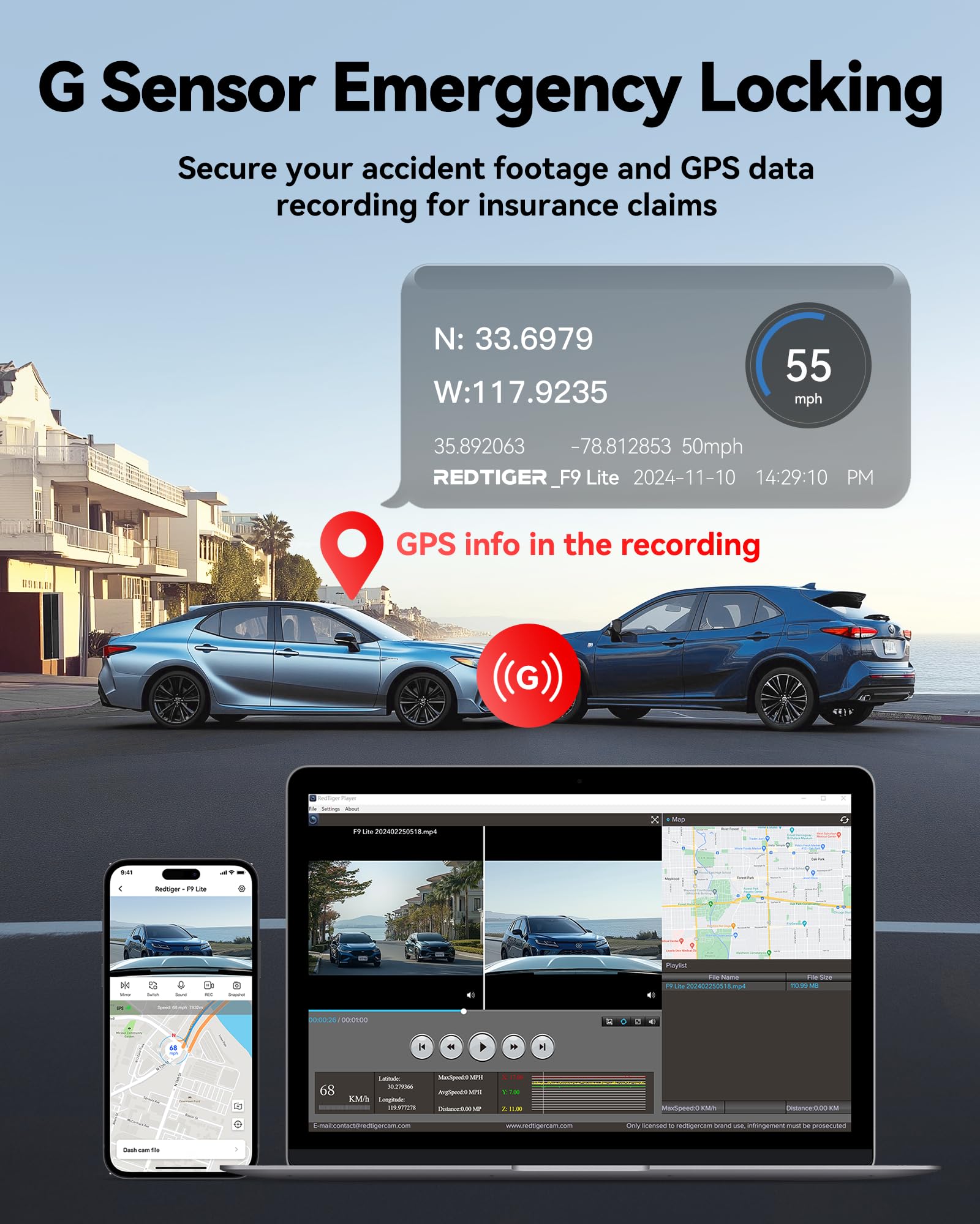 Foto 6 | Cámara de Salpicadero Redtiger F9 Lite 4k Frontal con ADAS + Wifi + GPS 32 GB - Venta Internacional