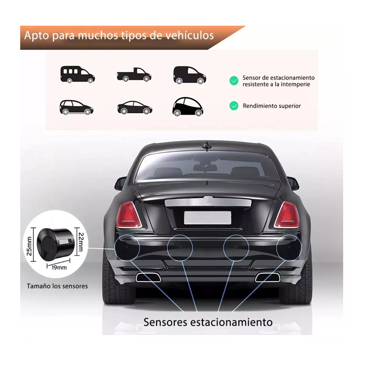 Foto 4 pulgar | Sistema de Sensor de Aparcamiento Belug con 4 Sensores