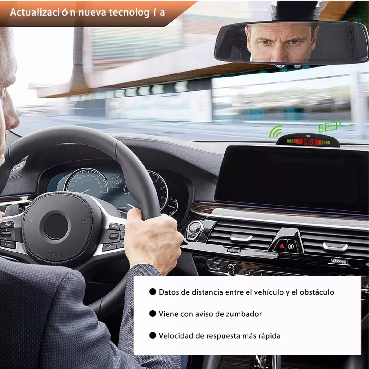Foto 3 | Sistema De Radar De Auto Con 4 Sensores De Estacionamiento Eo Safe Imports Esi-12307-1 Blanco