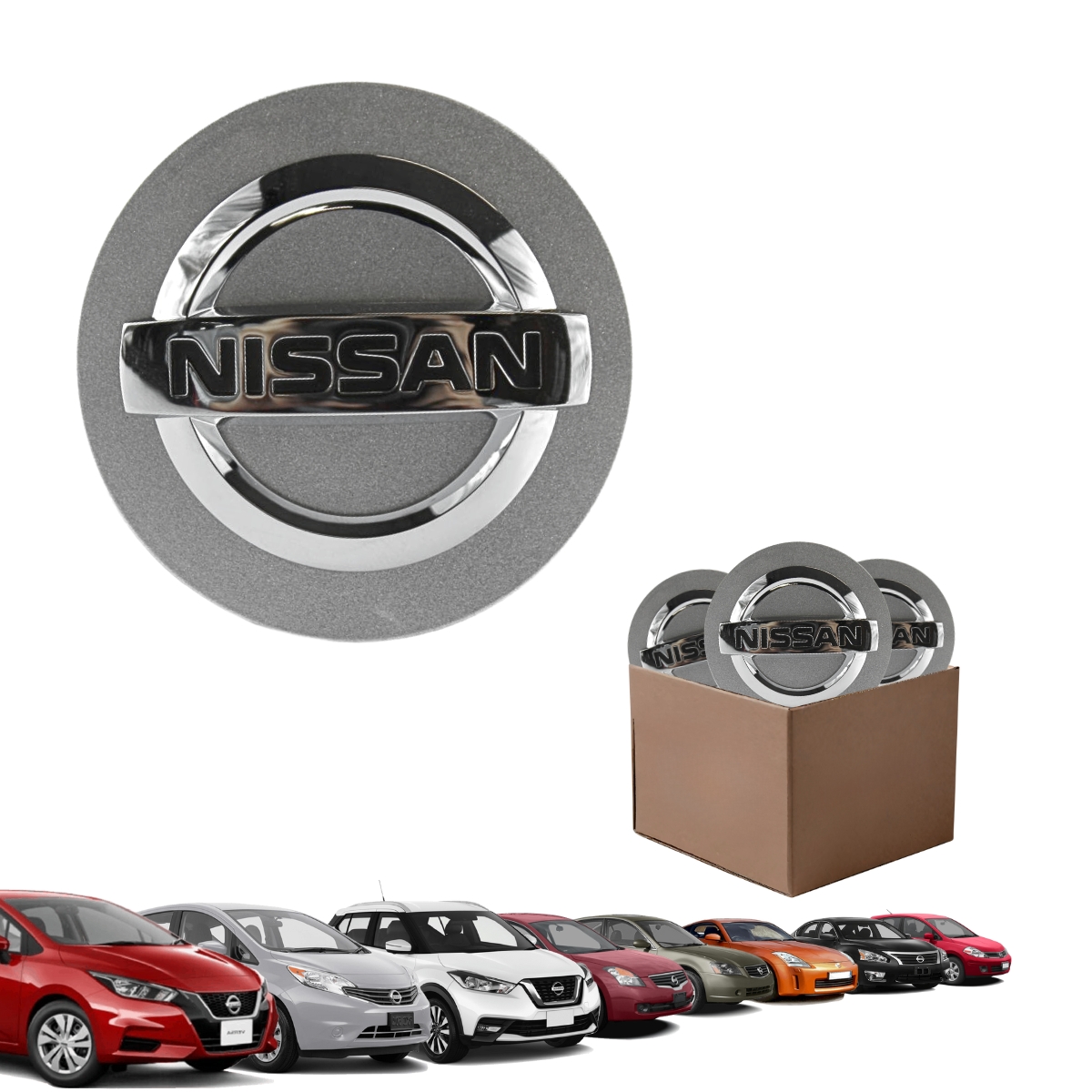 Foto 2 pulgar | Juego De 4 Centros De Rin Grises Para Autos Nissan Original