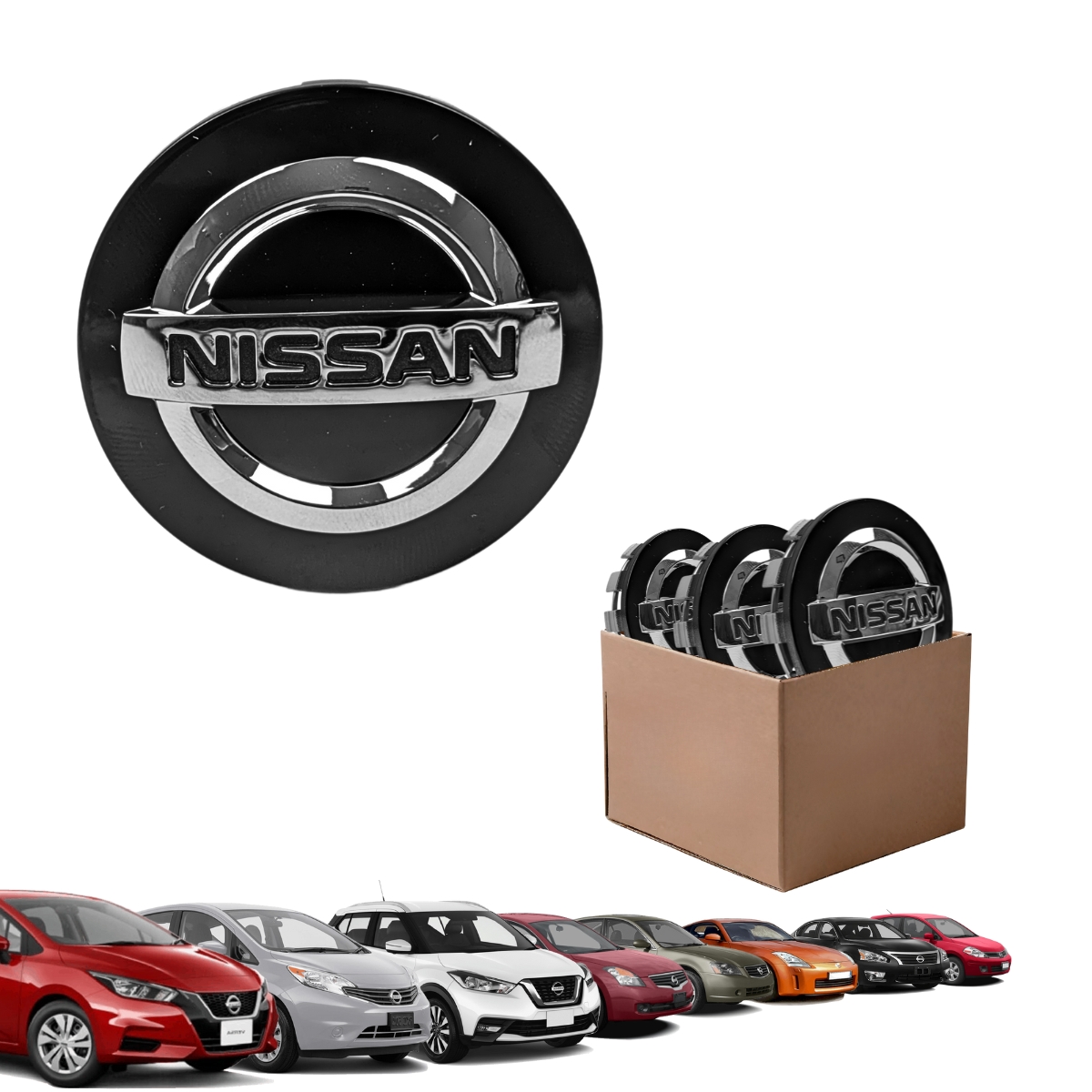 Foto 3 pulgar | Juego De 4 Centros De Rin Negros Para Autos Nissan Original