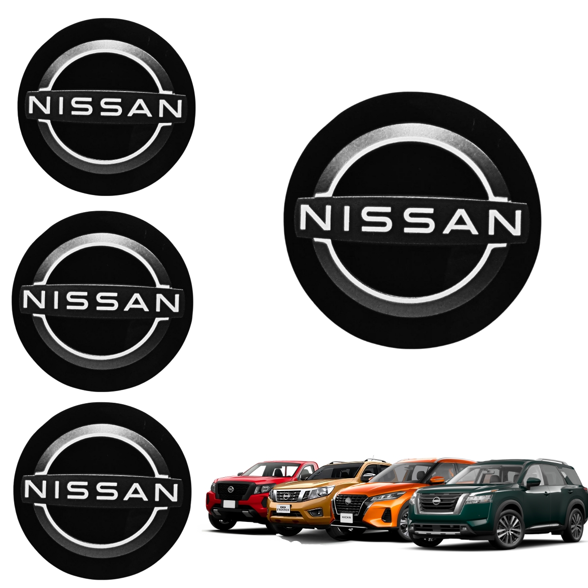 Foto 2 pulgar | Juego De 4 Centros De Rin Negros Para Autos Nissan Original