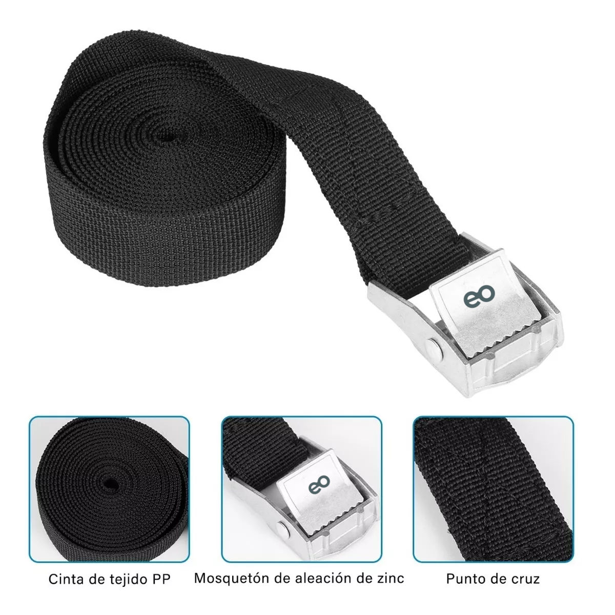 Foto 4 pulgar | Kit 10 Cincho Correa Amarre Trinquete Hebilla Eo Safe Imports Esi-11383-1 Negro