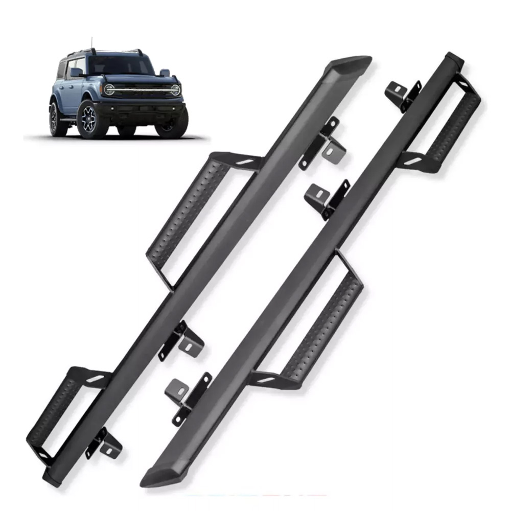 Estribos De Escalón Tubular Compatible Con Bronco 2021 2022 2023 | Dunari Powersports | A1444 | Color Negro Mate