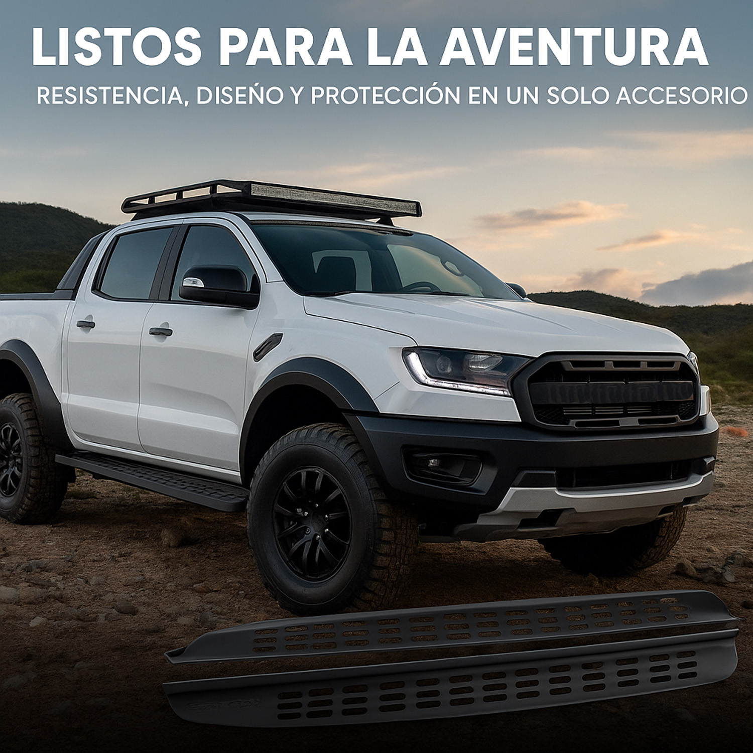 Foto 4 pulgar | Estribos Fijos De Acero Para Conversión Raptor Compatible Con Ranger T6 T7 2016–2021 | Dunari Powersports | A0