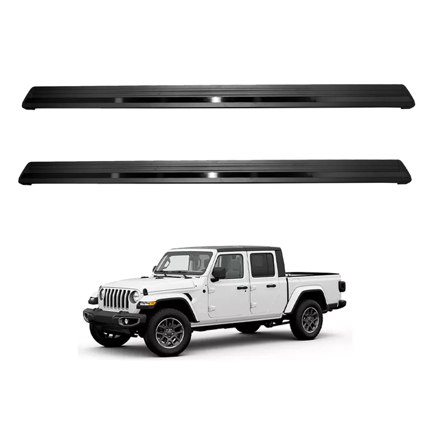 Estribos Electricos Automaticos Compatible Con Gladiator De 4 Puertas | Dunari Powersports | A0943 | Color Negro Cromado