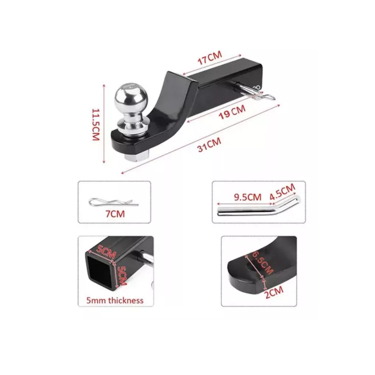 Foto 4 pulgar | Kit De Arrastre Lengüeta Cople Bola Perno Y Remolque Eo Safe Imports Esi-13907-1 Negro