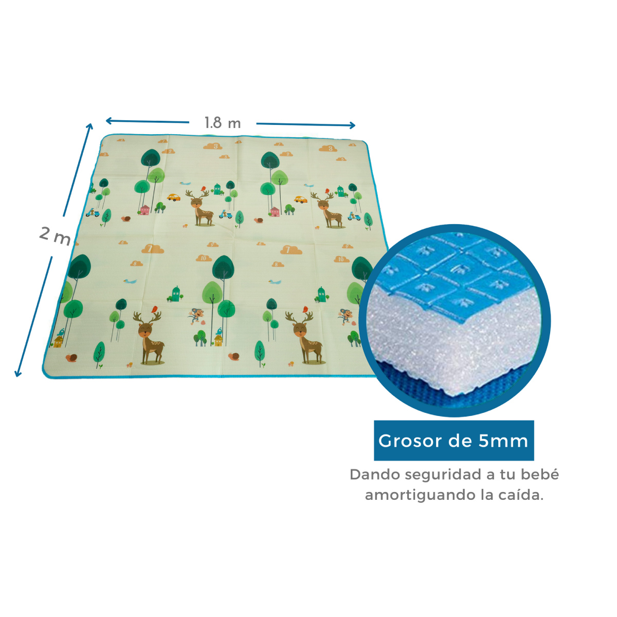 Foto 2 | Tapete Didáctico Iliosinnova 2x1.80 m con Doble Vista para Bebé