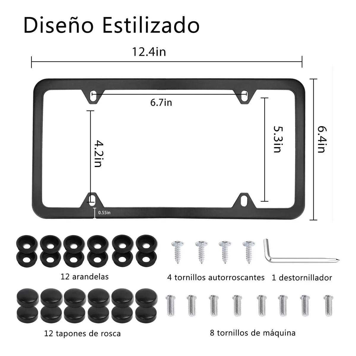 Foto 3 pulgar | Portaplaca para Coche Universal de Acero Inoxidable 1 Par Eo Safe Imports Esi-13084 Negro