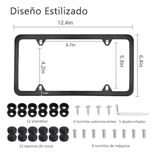 Foto 2 | Portaplaca para Coche Universal de Acero Inoxidable 1 Par Eo Safe Imports Esi-13084 Negro