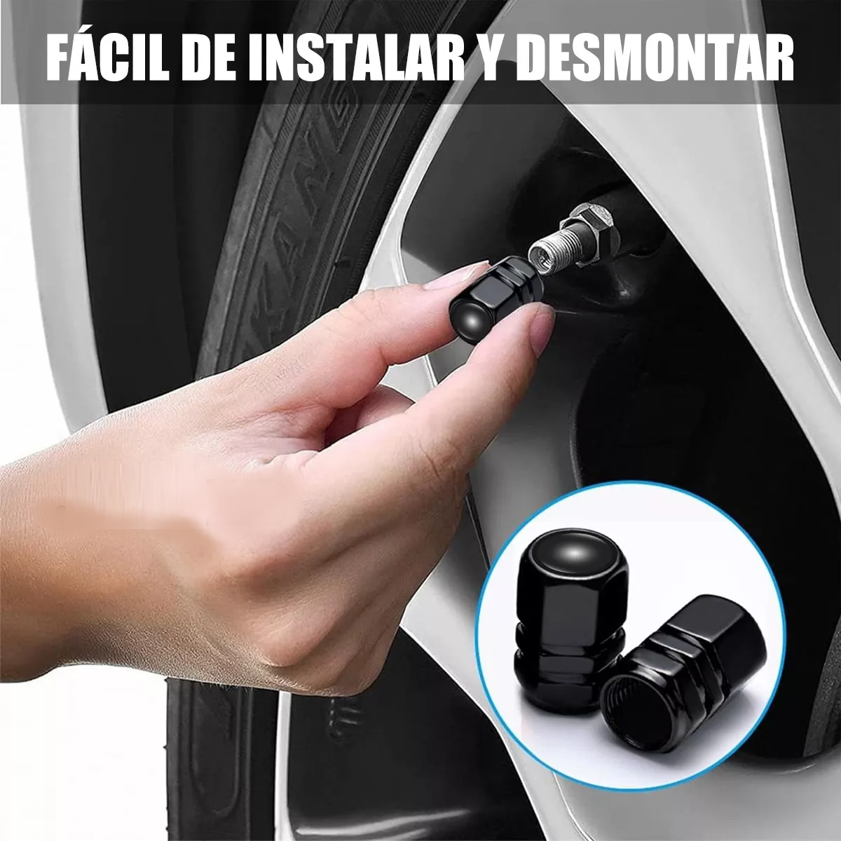 Foto 5 pulgar | Kit 16pzs Tapones De Válvula Cubre Auto Moto Eo Safe Imports Esi-13845 Negro