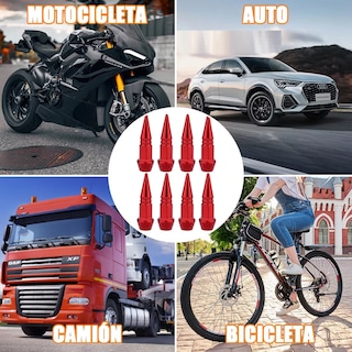 Foto 3 | Tapones Llantas Aluminio Válvula Para Auto Moto Bici 8 Pzs Eo Safe Imports Esi-17870 Rojo