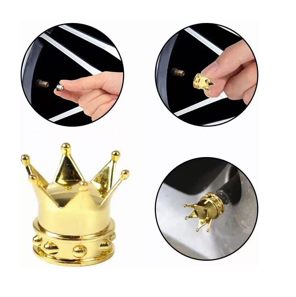 Foto 5 pulgar | Coronas Cubre Válvula Tapón Pivote 4 Pcs, Dorado